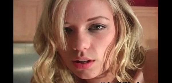  Cute blonde teen Nicole Ray is stripping